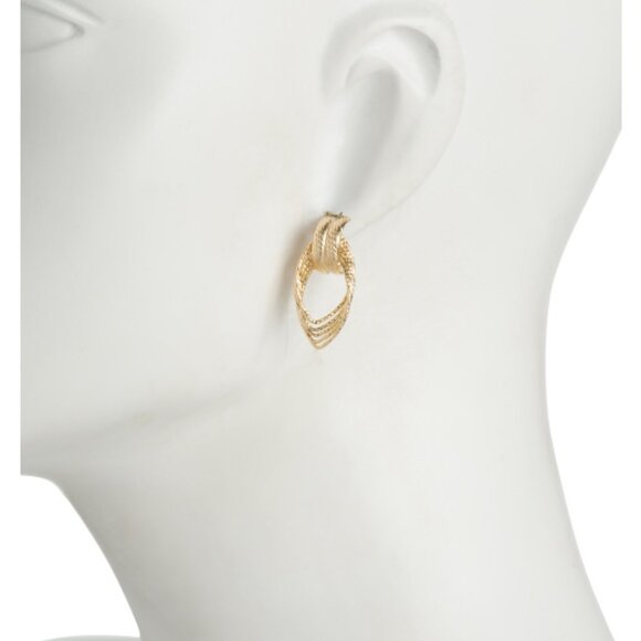 NEW MIA FIORE Made In Italy18kt Gold Plated Diamond Cut Marquis Earrings1025 3j2 - Picture 2 of 5